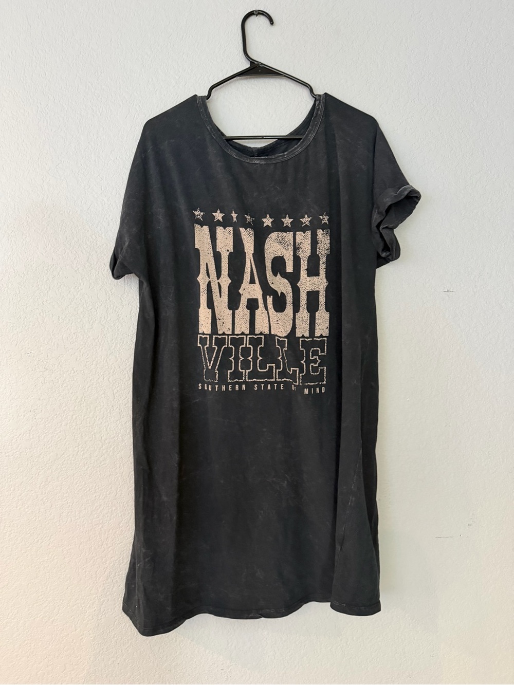 Black Nashville Graphic Short Sleeve Tee Dress